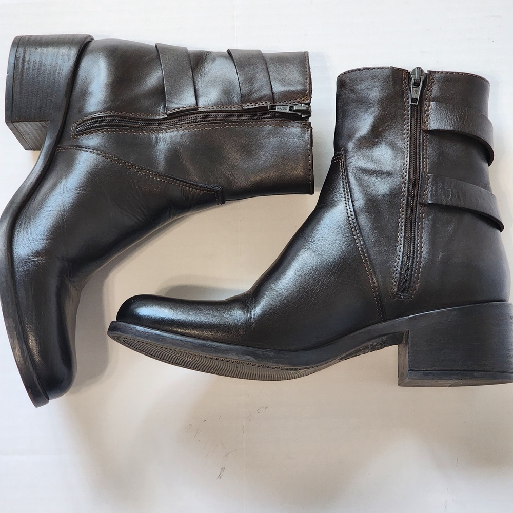 Emanuele Crasto Italy 38/7 Brown Soft Leather Biker Moto Combat Boots Edgy comfy - Picture 4 of 8